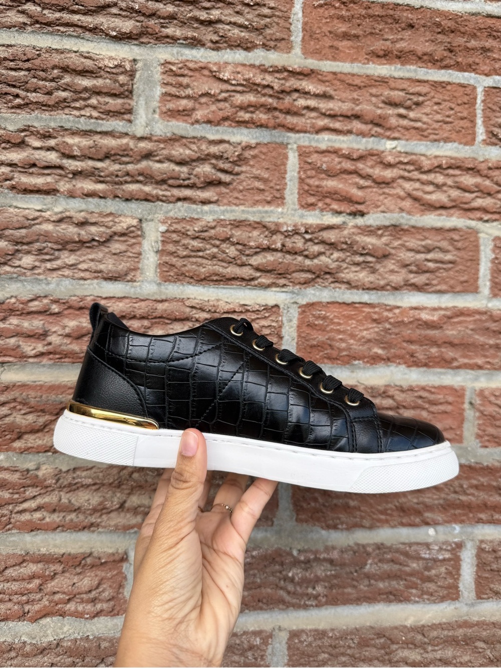 ALDO  Faux-Croc Low-Top Sneakers with Gold Accent